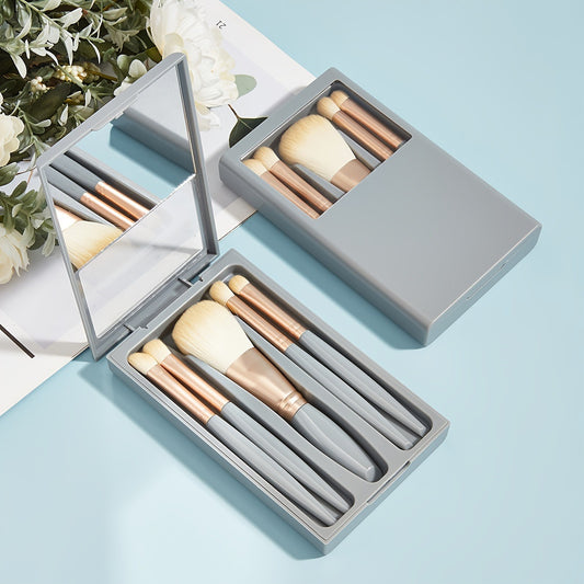 5-piece makeup brush set with mirror