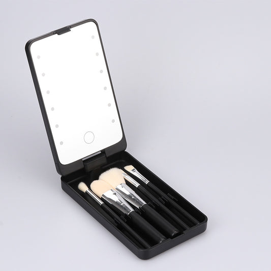 360 degree folding makeup mirror and brush holder