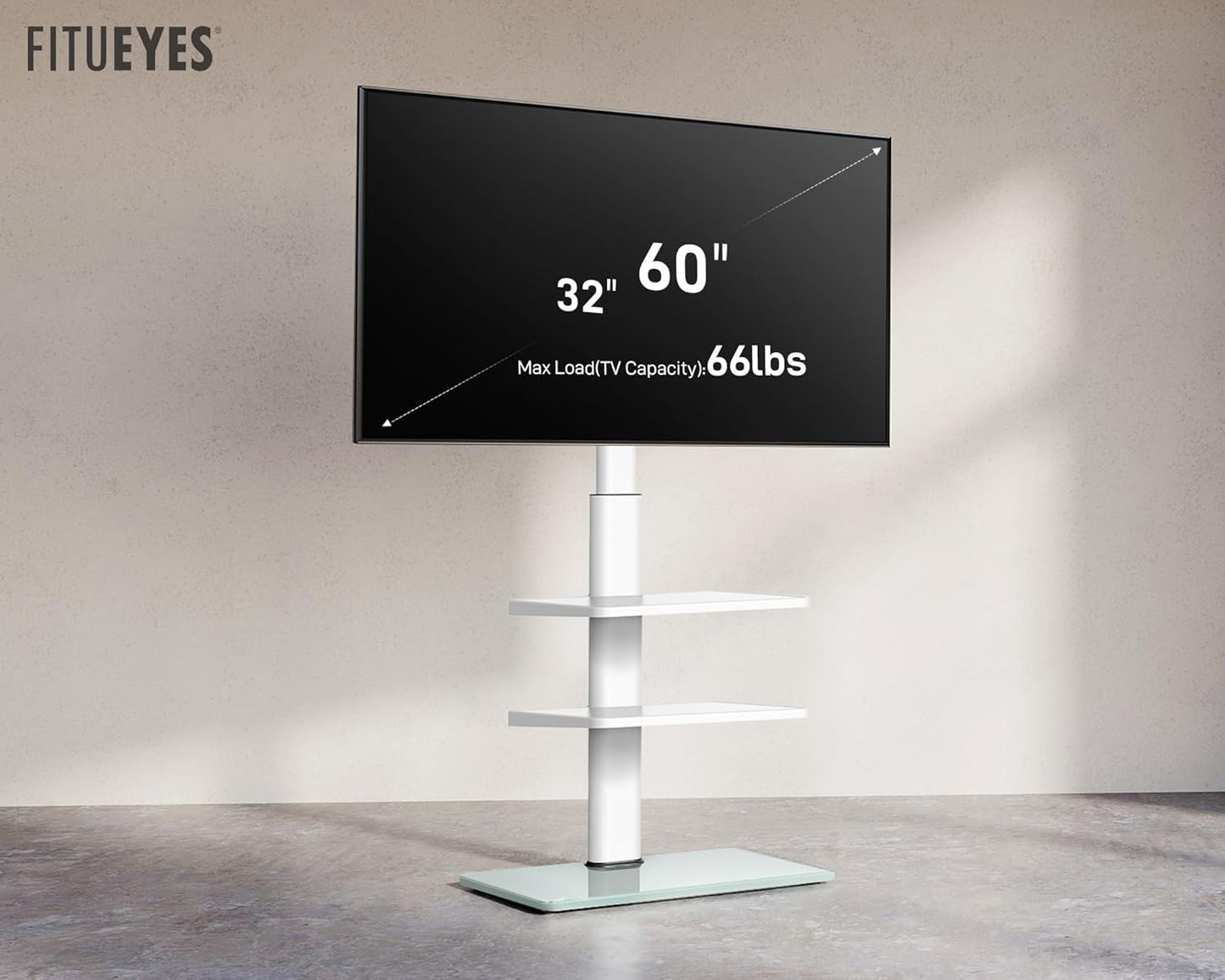 Sleek White TV Floor Stand - GaKe