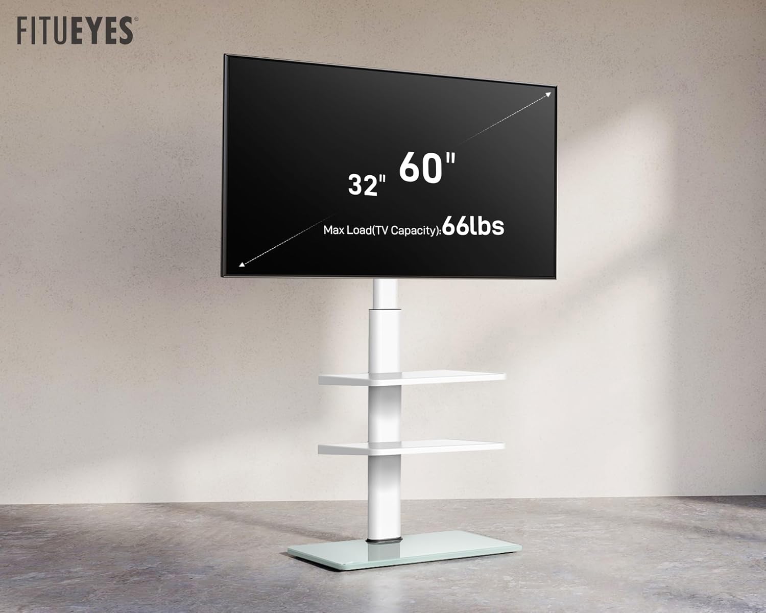 Sleek White TV Floor Stand - GaKe