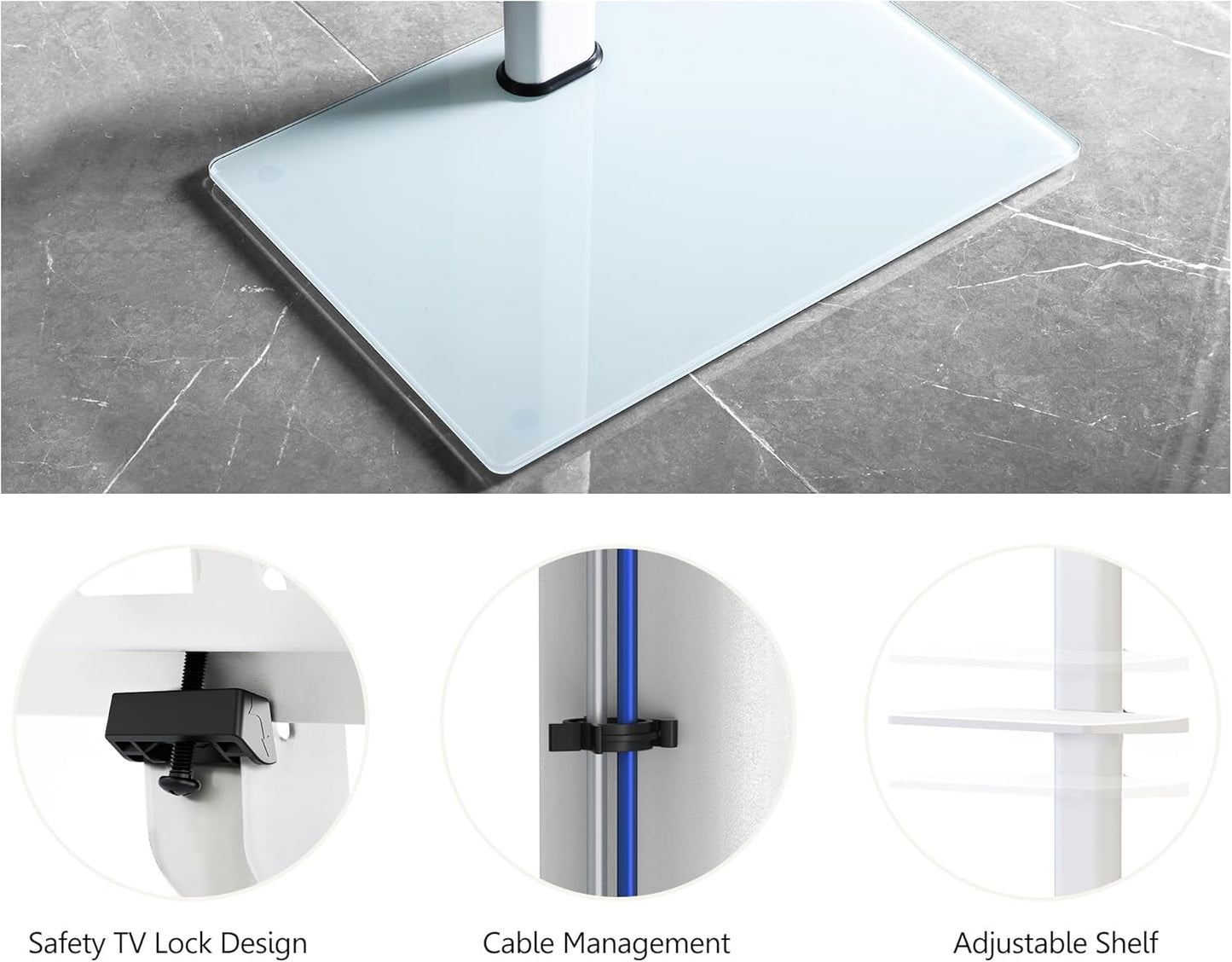 Sleek White TV Floor Stand - GaKe