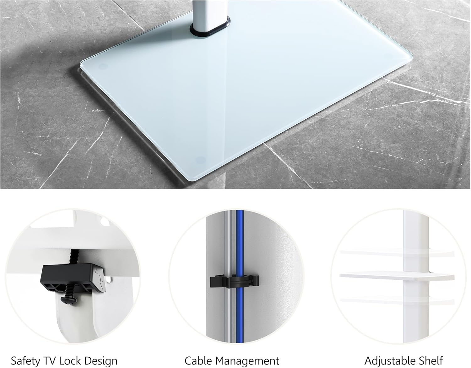 Sleek White TV Floor Stand - GaKe