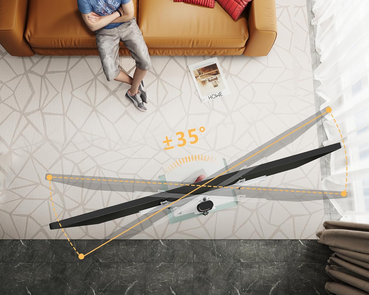 Sleek White TV Floor Stand - GaKe