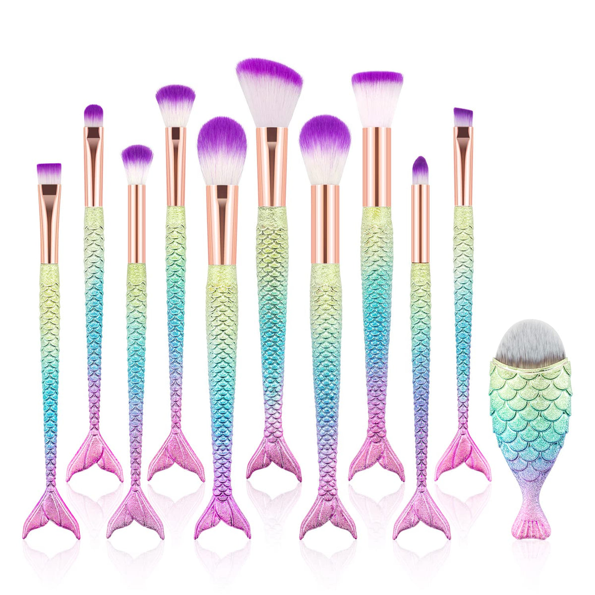 11-piece mermaid makeup brush set