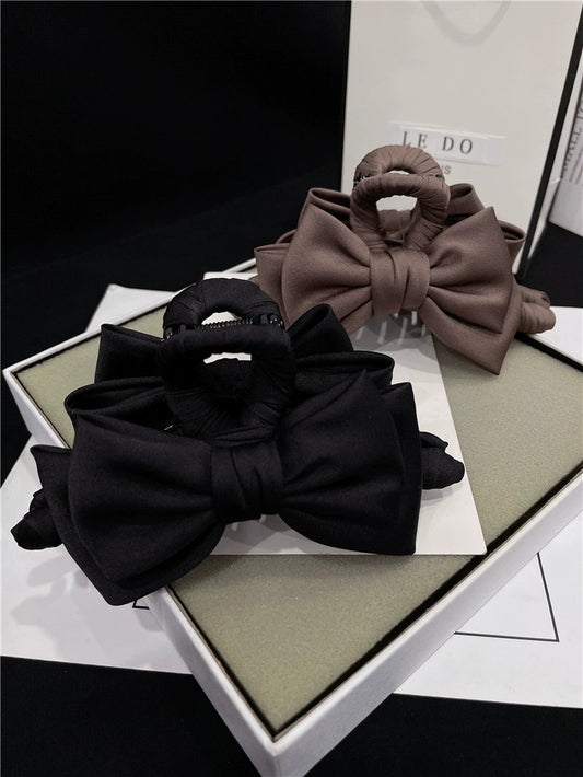 Satin bow claw hair clip